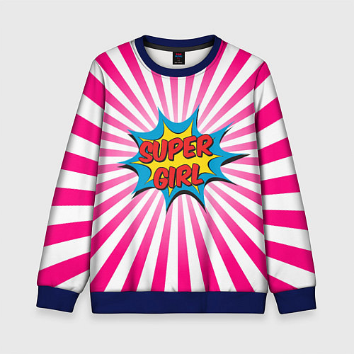 Детский свитшот Super Girl / 3D-Синий – фото 1