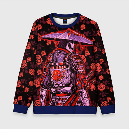 Детский свитшот Самурай в розах / 3D-Синий – фото 1