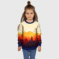 Свитшот детский Горы закат пейзаж лиса арт, цвет: 3D-синий — фото 2