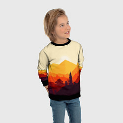 Свитшот детский Горы закат пейзаж лиса арт, цвет: 3D-черный — фото 2