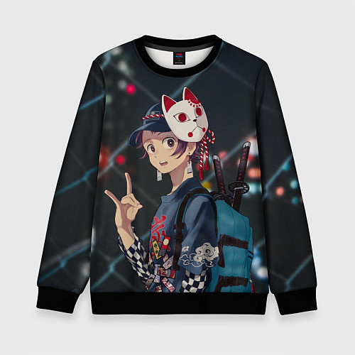Детский свитшот Танджиро Камадо / 3D-Черный – фото 1