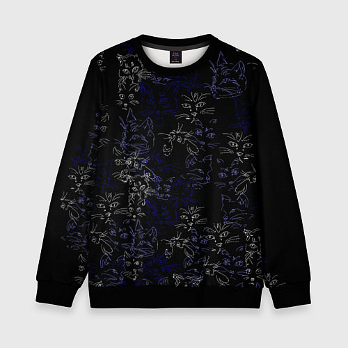 Детский свитшот Ночные кошечки / 3D-Черный – фото 1