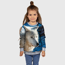 Свитшот детский Волк на черном фоне, цвет: 3D-меланж — фото 2