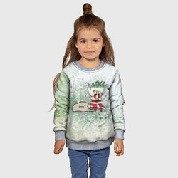 Свитшот детский Доктор Стоун новогодний, цвет: 3D-меланж — фото 2
