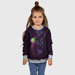 Свитшот детский Медуза и космонавт, цвет: 3D-меланж — фото 2