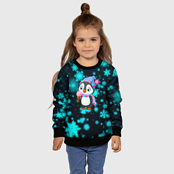 Свитшот детский Новогодний пингвин, цвет: 3D-черный — фото 2