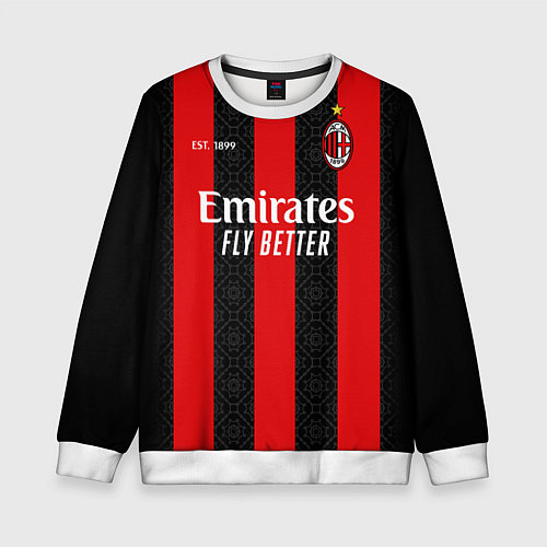 Детский свитшот AC MILAN 2021 - ДОМАШНЯЯ / 3D-Белый – фото 1