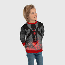Свитшот детский Черный клевер, цвет: 3D-красный — фото 2