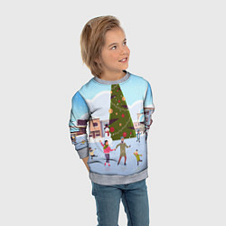 Свитшот детский Новогодний каток, цвет: 3D-меланж — фото 2