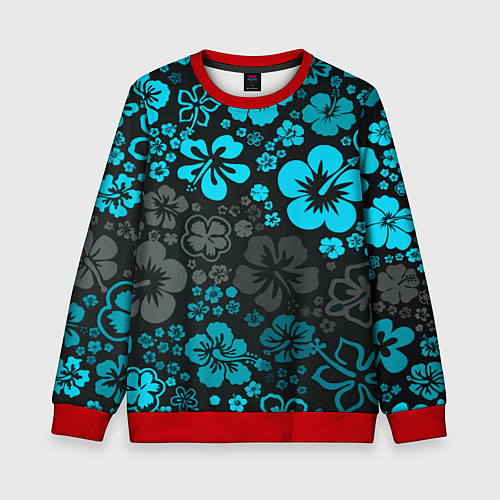 Детский свитшот Blue Flowers / 3D-Красный – фото 1