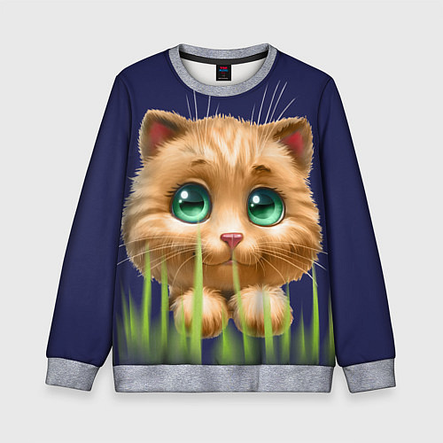 Детский свитшот Зелёная трава / 3D-Меланж – фото 1