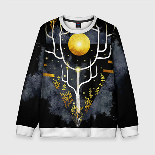 Детский свитшот Графит и золото: дерево жизни / 3D-Белый – фото 1