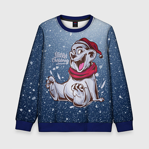 Детский свитшот Мишка Санта / 3D-Синий – фото 1