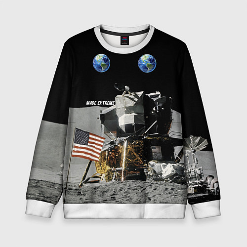 Детский свитшот Высадка На Луну / 3D-Белый – фото 1