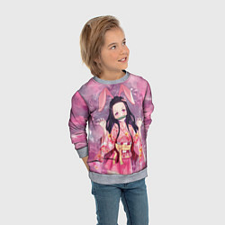 Свитшот детский Незуко Камадо, цвет: 3D-меланж — фото 2