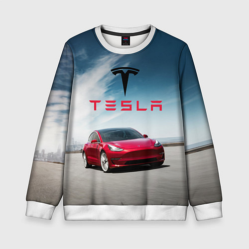 Детский свитшот Tesla Model 3 / 3D-Белый – фото 1