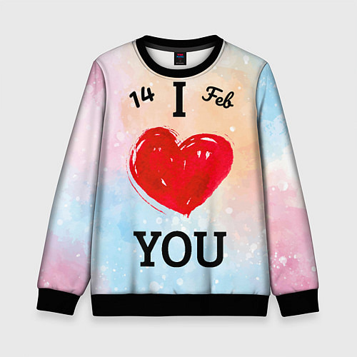 Детский свитшот Love you I / 3D-Черный – фото 1