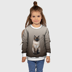 Свитшот детский Сиамский кот голубые глаза, цвет: 3D-белый — фото 2