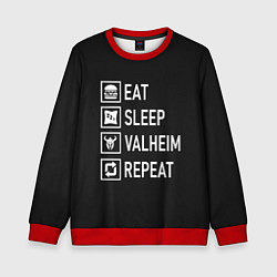 Свитшот детский EatSleepValheimRepeat, цвет: 3D-красный
