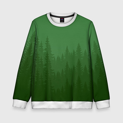 Детский свитшот Зеленый Лес / 3D-Белый – фото 1