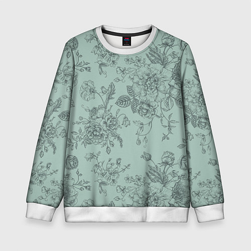Детский свитшот Пионы и розы / 3D-Белый – фото 1