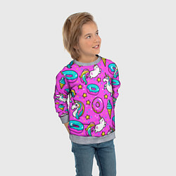 Свитшот детский Единороги с пончиками, цвет: 3D-меланж — фото 2