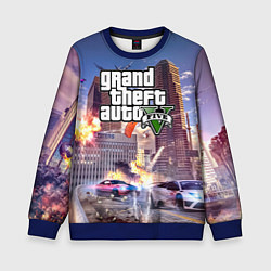 Свитшот детский ЭКШЕН Grand Theft Auto V, цвет: 3D-синий