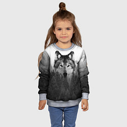 Свитшот детский Волк, цвет: 3D-меланж — фото 2