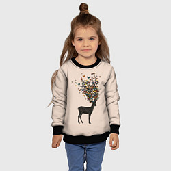 Свитшот детский Олени с рогами из бабочек, цвет: 3D-черный — фото 2