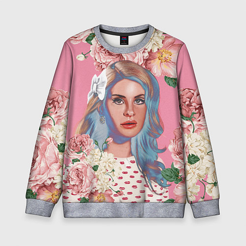 Детский свитшот Лана дел рей в цветах / 3D-Меланж – фото 1