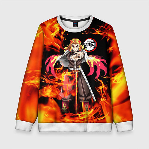 Детский свитшот КЛИНОК РАССЕКАЮЩИЙ ДЕМОНОВ / 3D-Белый – фото 1