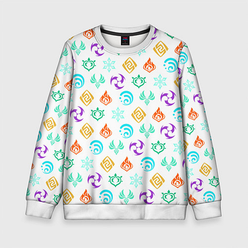 Детский свитшот GENSHIN IMPACT ЭМБЛЕМЫ / 3D-Белый – фото 1