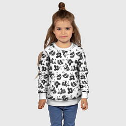 Свитшот детский Акварельные панды паттерн, цвет: 3D-белый — фото 2