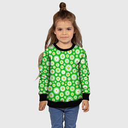 Свитшот детский Ромашки на зелёном фоне, цвет: 3D-черный — фото 2
