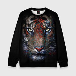 Свитшот детский Цветной тигр, цвет: 3D-черный