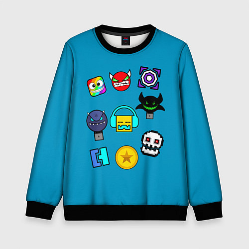 Детский свитшот Geometry Dash: Icons / 3D-Черный – фото 1