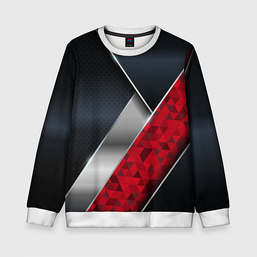 Детский свитшот 3D BLACK AND RED METAL / 3D-Белый – фото 1
