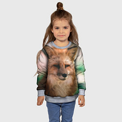 Свитшот детский Строгая лисица, цвет: 3D-меланж — фото 2