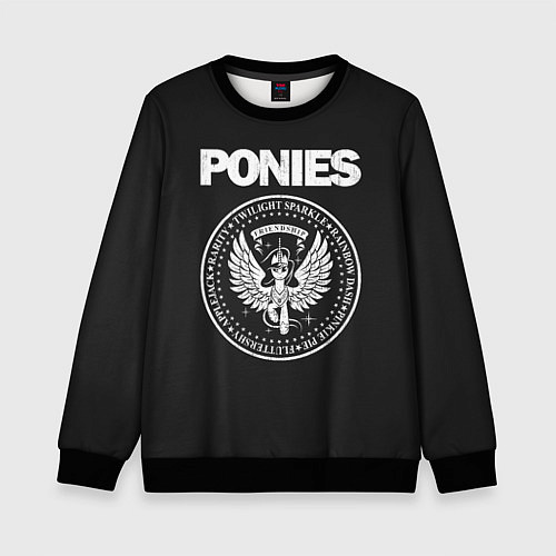 Детский свитшот Pony x Ramones / 3D-Черный – фото 1