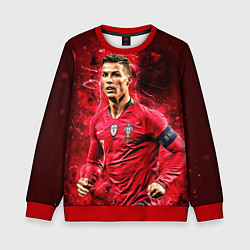 Свитшот детский Криштиану Роналду Португалия, цвет: 3D-красный