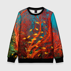 Свитшот детский Коралловые рыбки, цвет: 3D-черный