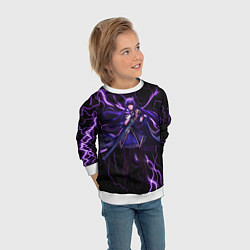 Свитшот детский Keqing Genshin Impact Молния, цвет: 3D-белый — фото 2