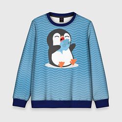 Свитшот детский Пингвин, цвет: 3D-синий