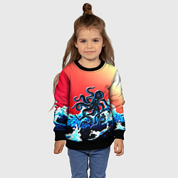 Свитшот детский Кракен в Море Градиент, цвет: 3D-черный — фото 2