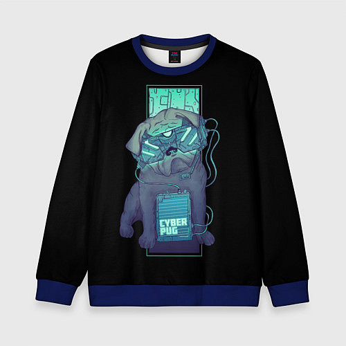 Детский свитшот Cyber Pubg Кибер Мопс / 3D-Синий – фото 1