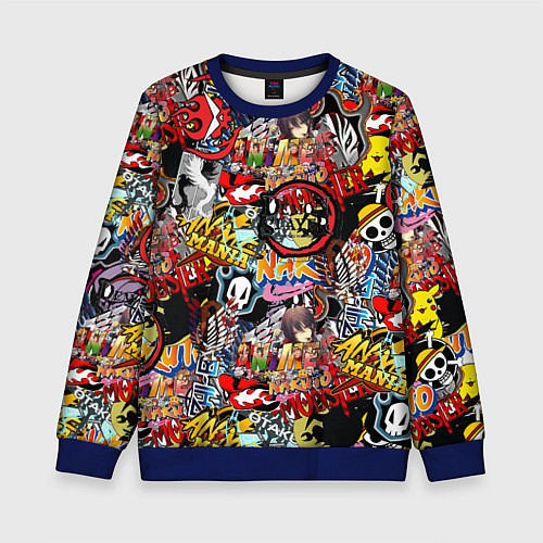 Детский свитшот Логотипы Аниме Мультиков / 3D-Синий – фото 1