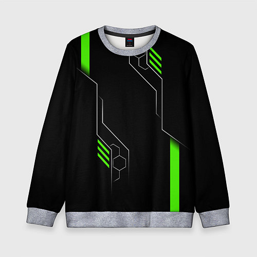 Детский свитшот ФУТУРИСТИЧНАЯ БРОНЯ ЗЕЛЕНАЯ / 3D-Меланж – фото 1