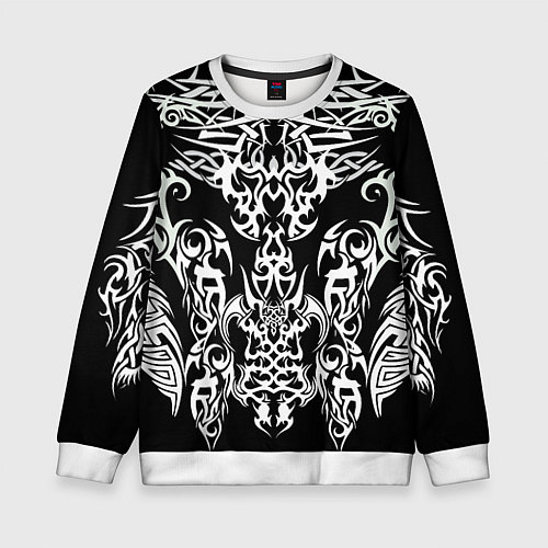 Детский свитшот ТАТУ ЧЕРНО БЕЛОЕ УЗОР / 3D-Белый – фото 1