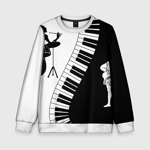 Детский свитшот Черно Белое пианино / 3D-Белый – фото 1