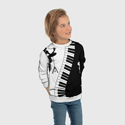 Свитшот детский Черно Белое пианино, цвет: 3D-белый — фото 2
